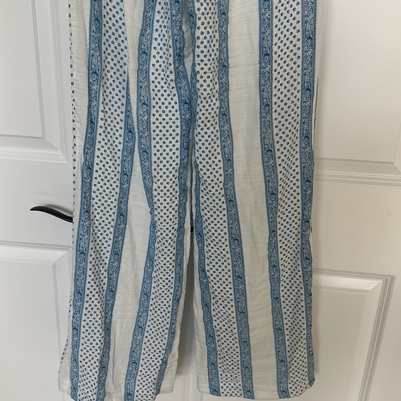 Line and Dot Boho White and Blue Halter JumpSuit - Picture 8 of 13